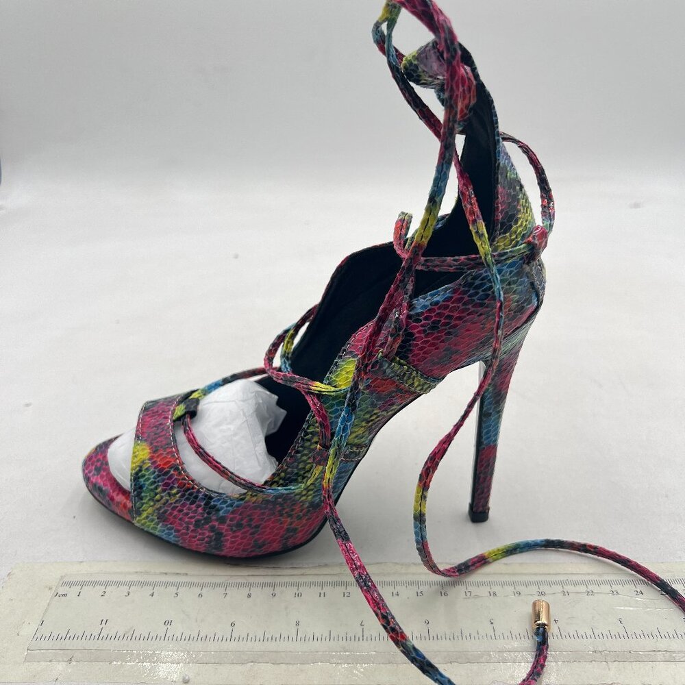 Fsj Multicolor Python Strappy Open-Toe Stiletto H… - image 2